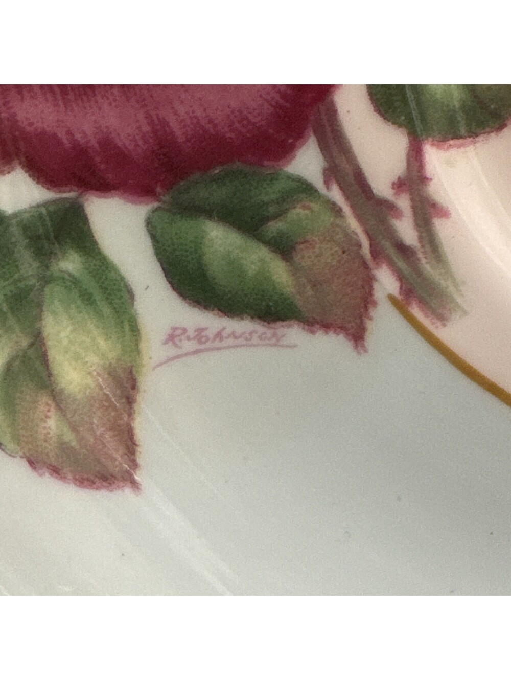 Vintage Paragon Saucer Signed R. Johnson Floating Rose Double Warrant - Picture 2 of 5